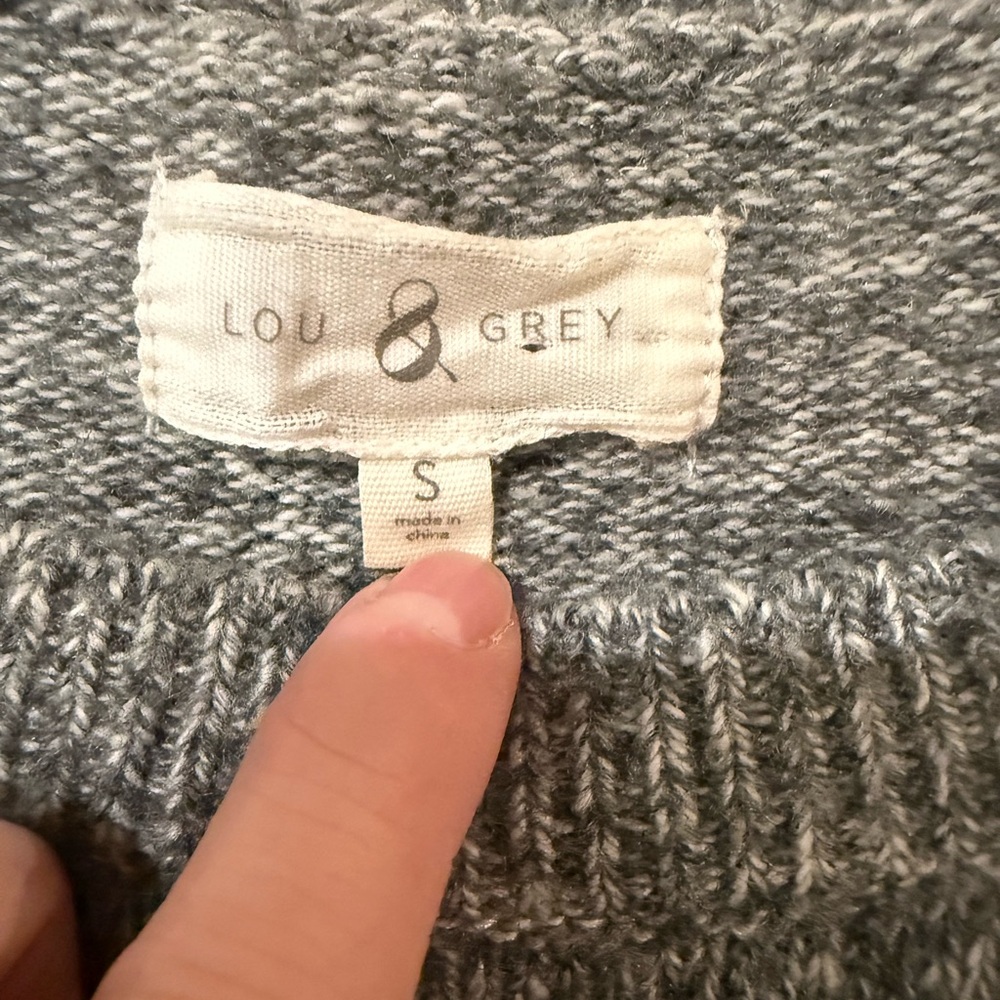 Lou & Grey Gray Ribbed Knit Sweater Wool Blend Size Small - Picture 2 of 5
